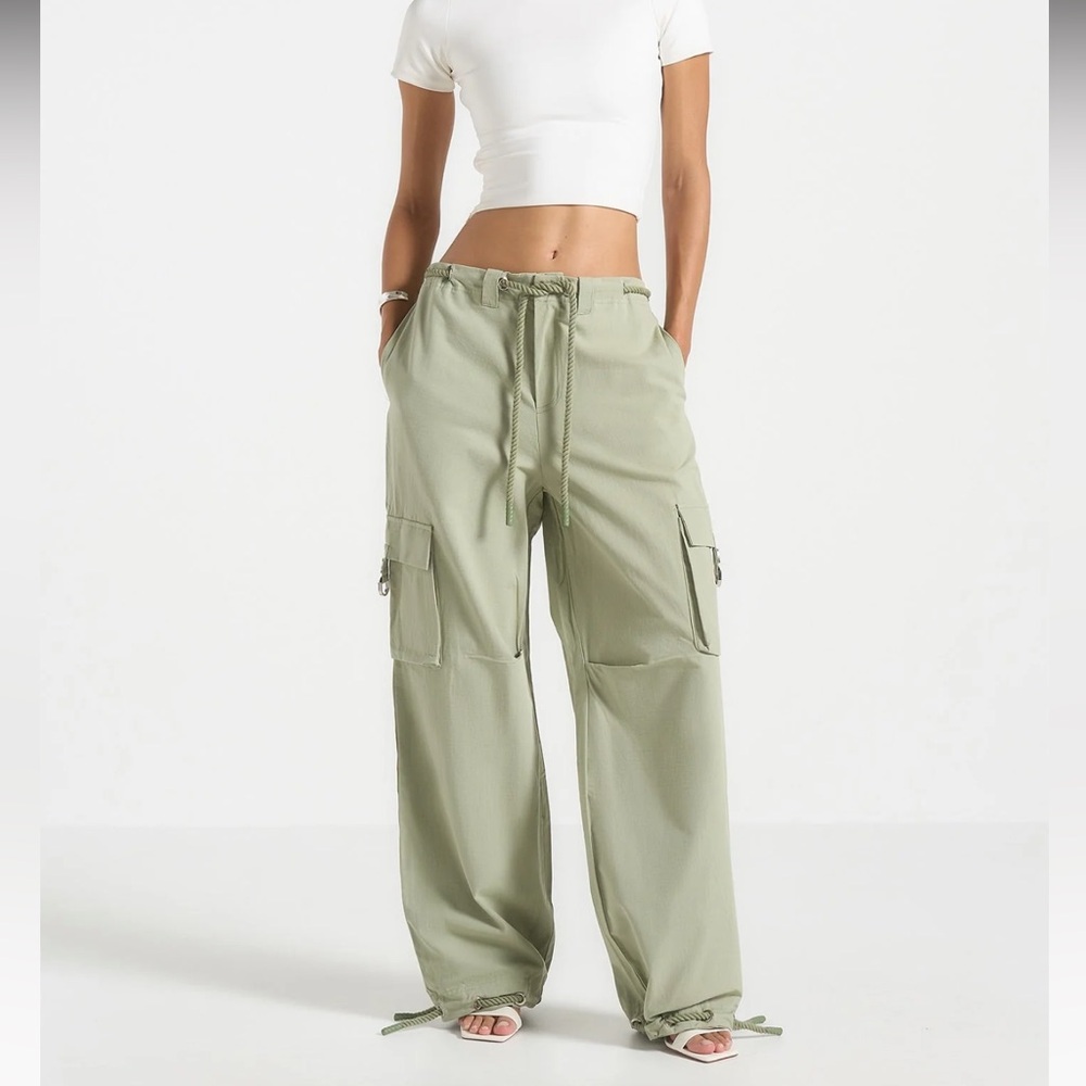 Ripstop Parachute Cargo Pants - Sage